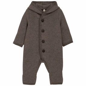 Huttelihut Brown Melange Pram Suit Pixie Wool Fleece Cozy Cuff
