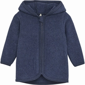 Huttelihut Jacket Ears Cotton Fleece Navy Melange Pattern Suede