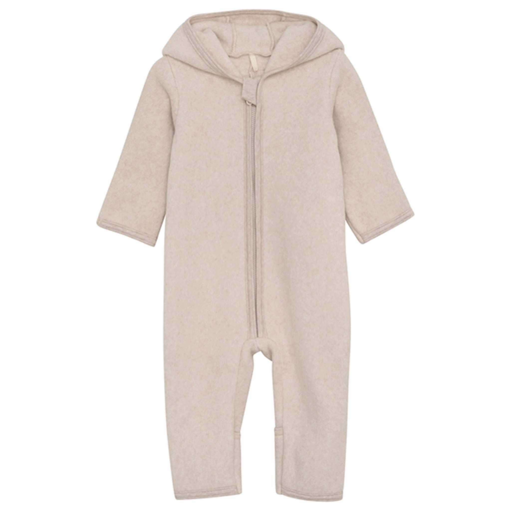 Huttelihut Pram Suit Ears Cotton Fleece Camel Melange Casual Silk