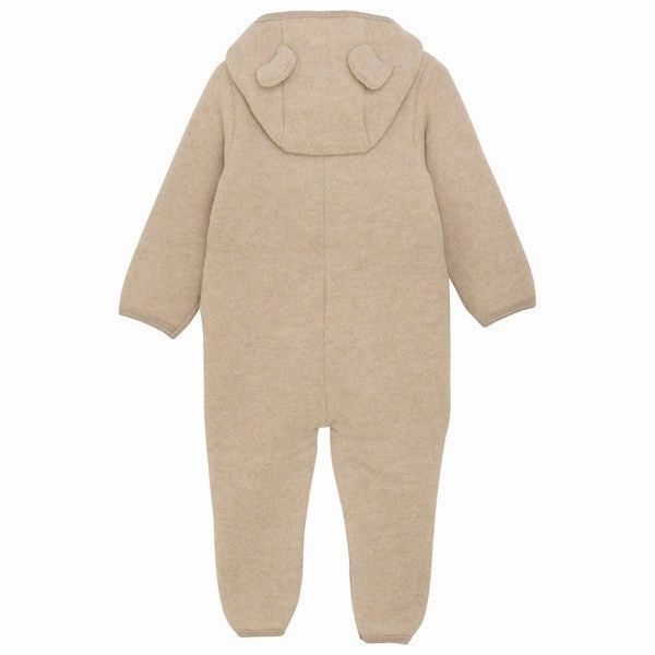 Huttelihut Pram Suit Ears Wool Fleece Dust Melange Pleat
