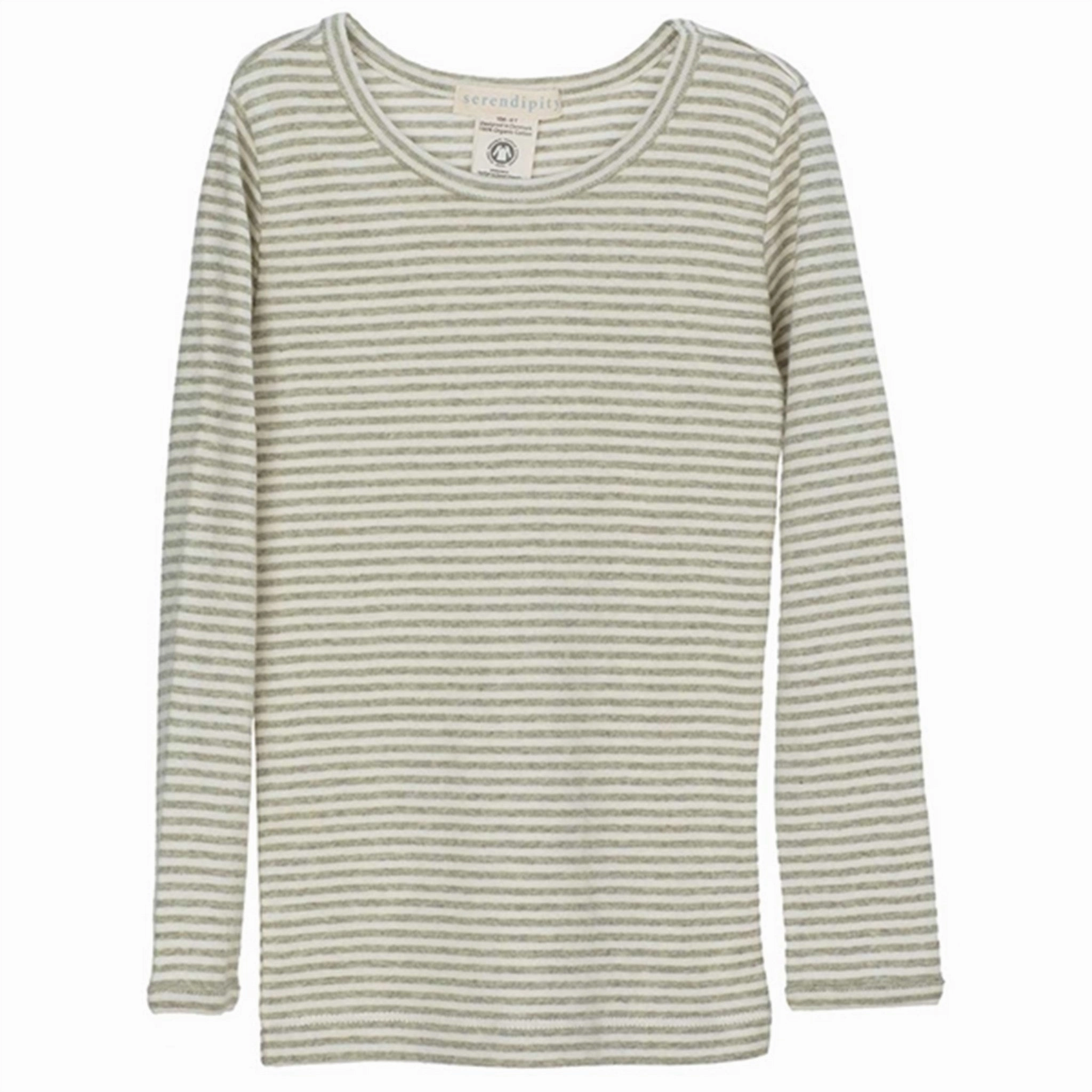 Serendipity Sage/Ecru Slim Stripe Rib Blouse Pioneer Impeccable