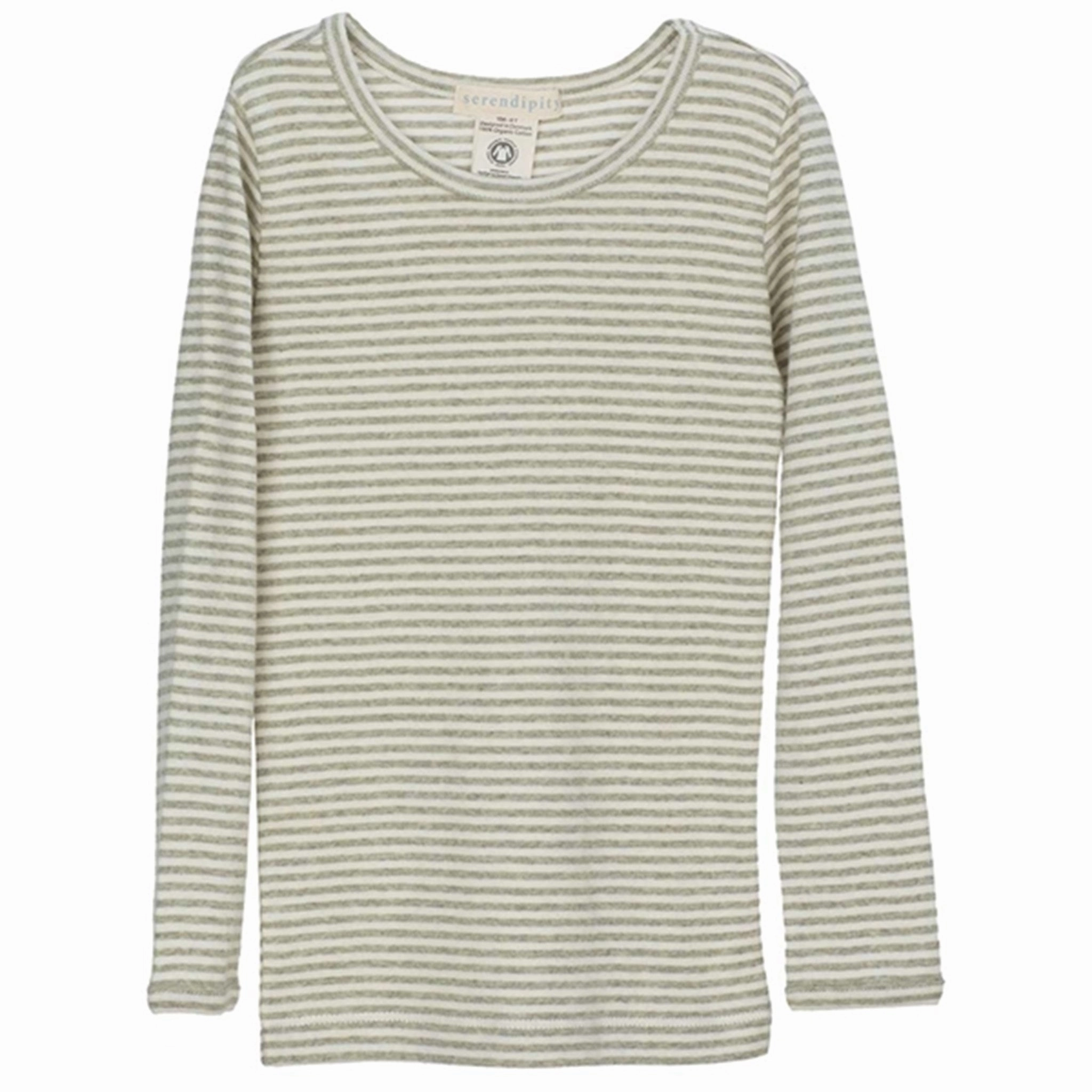 Innovator Serendipity Sage/Ecru Slim Stripe Rib Blouse Pioneer