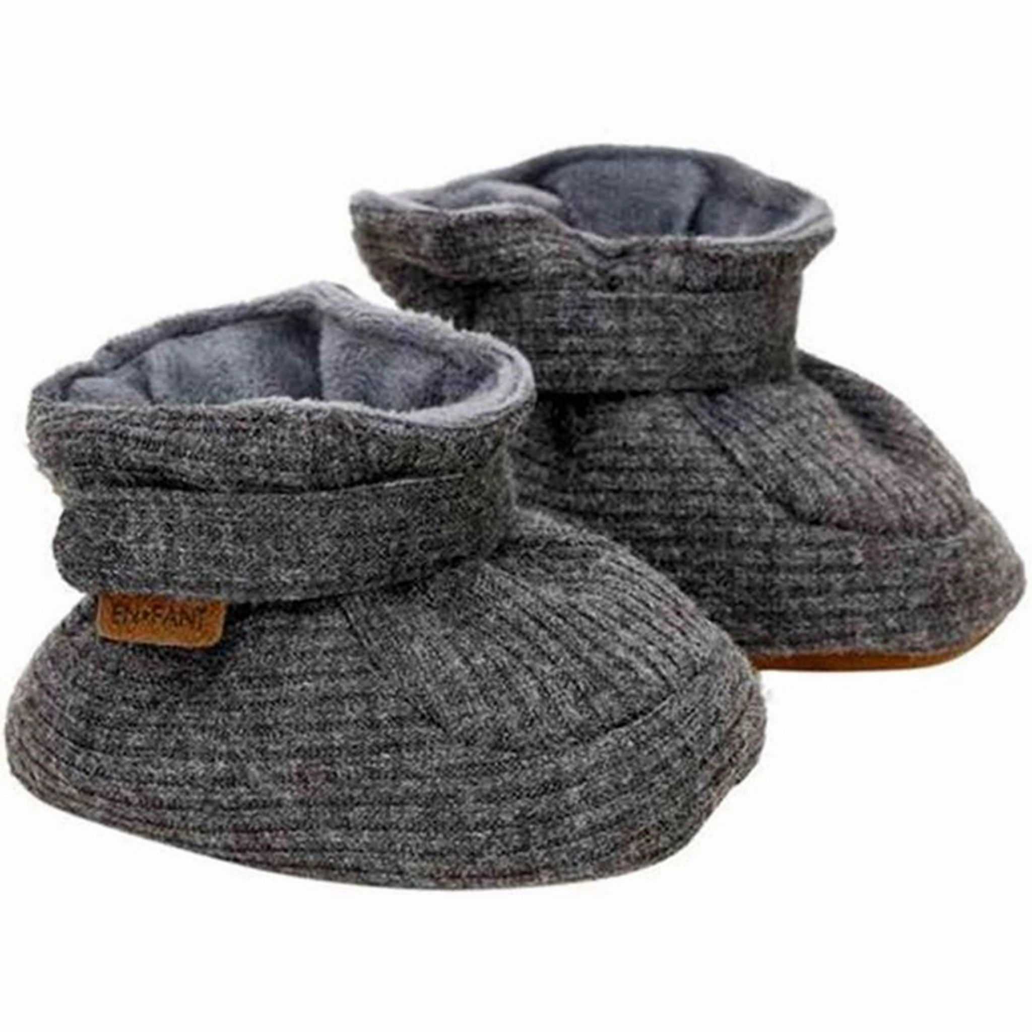 Inspiring En Fant Baby Slippers Dark Grey Melange Retro