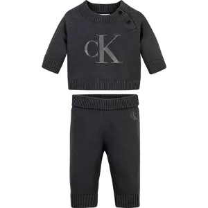 International Calvin Klein Metallic Monogram Knit Sweater St Dark Grey Premium