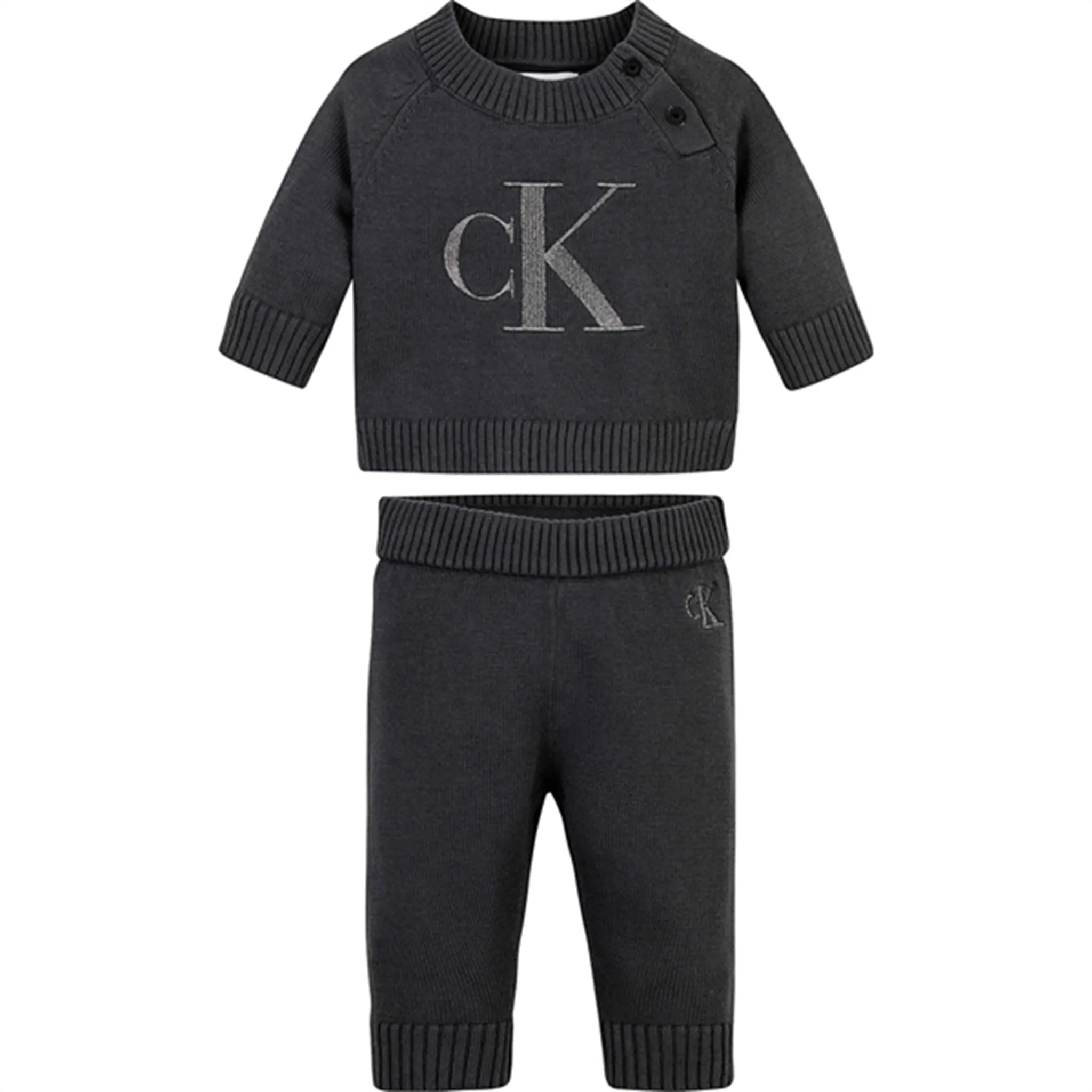 Respected Calvin Klein Metallic Monogram Knit Sweater St Dark Grey Avant-garde