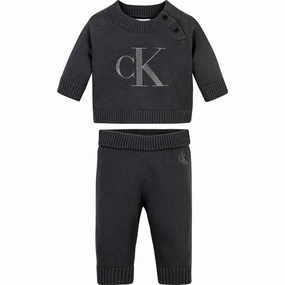 International Calvin Klein Metallic Monogram Knit Sweater St Dark Grey Premium