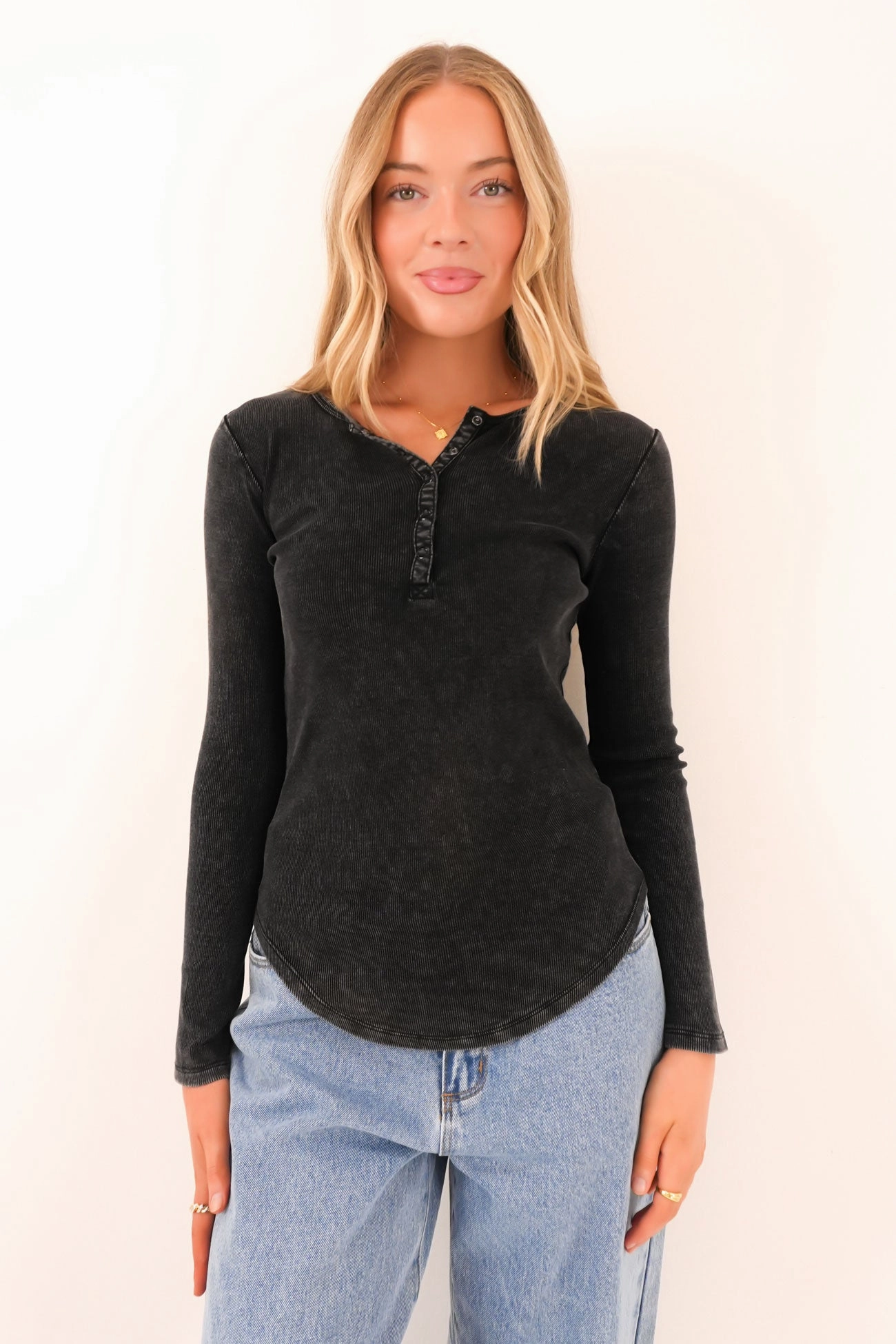 Jace Henley Top Washed Black eid sale