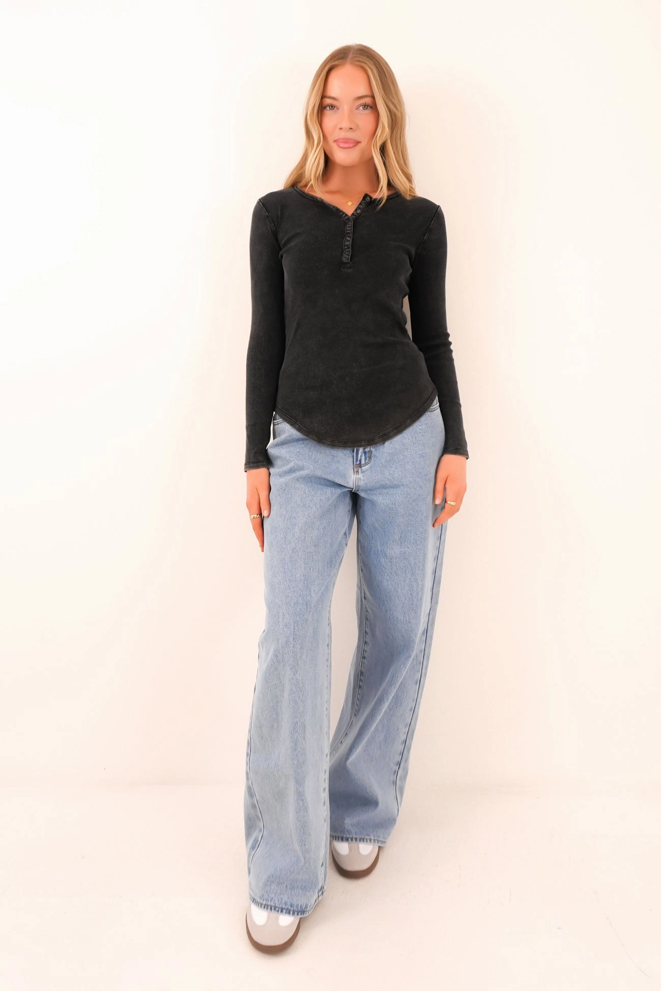 Jace Henley Top Washed Black eid sale