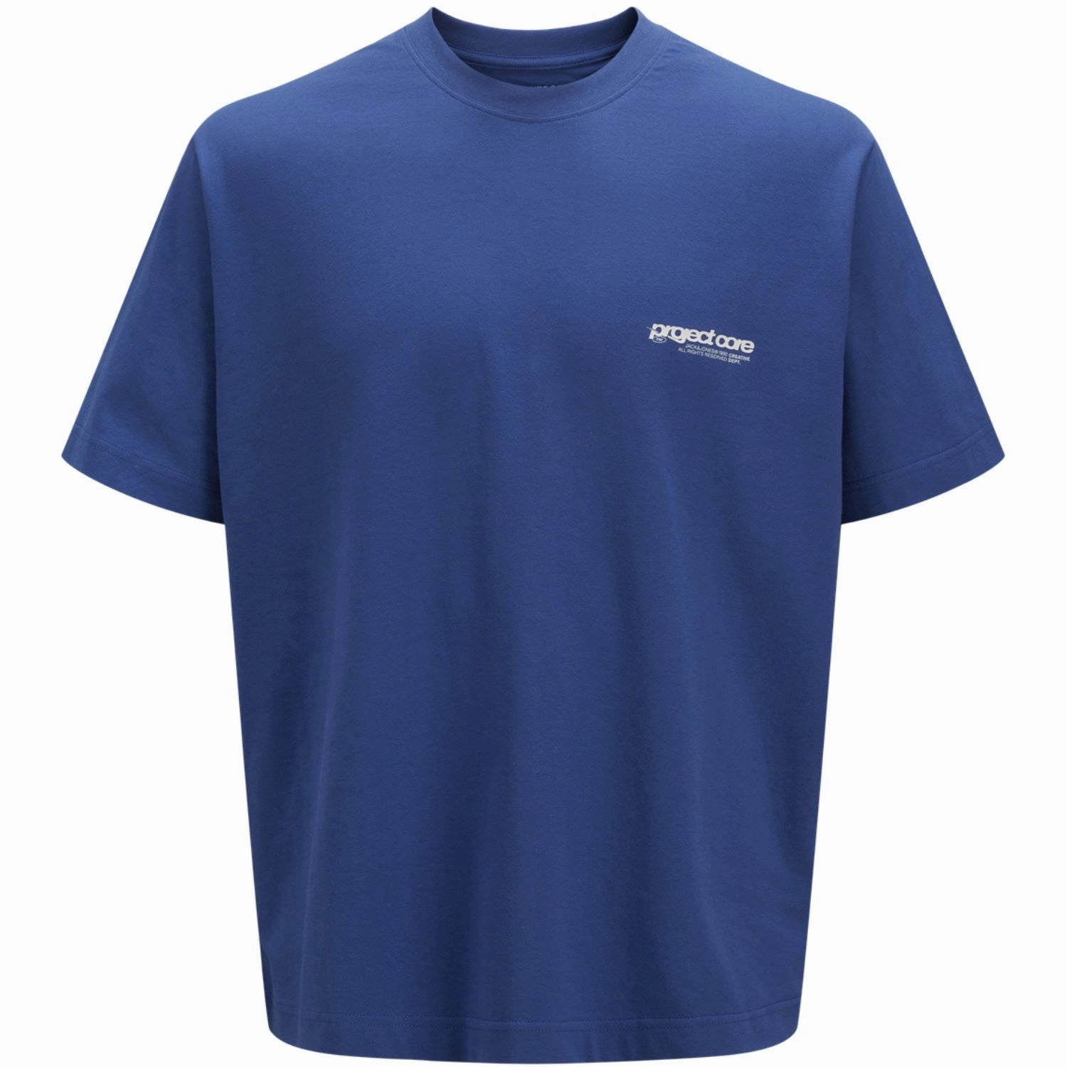 Sleek Jack & Jones Junior Beaucoup Blue Union Back Print T-Shirt Crew Neck Sustainable