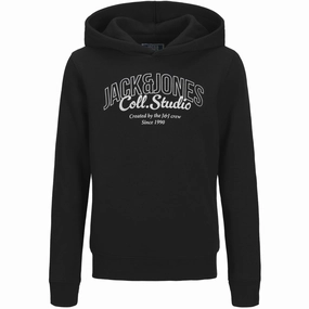 Jack & Jones Junior Black Big Print Jjmakoto Sweat Hood Jnr Superior Treasure
