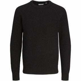 Jack & Jones Junior Black Jones Knit Crew Neck Blouse Futuristic Regal
