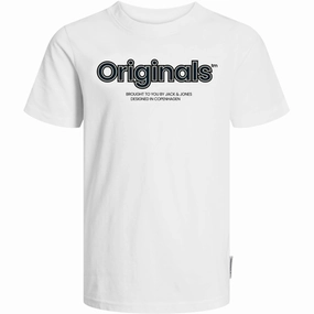Jack & Jones Junior Bright White Lakewood Branding T-Shirt Iconic Brand Captivating