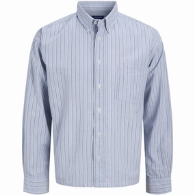 Jack & Jones Junior Cashmere Blue Stripes Theo Boxy Oxford Shirt Respected Original