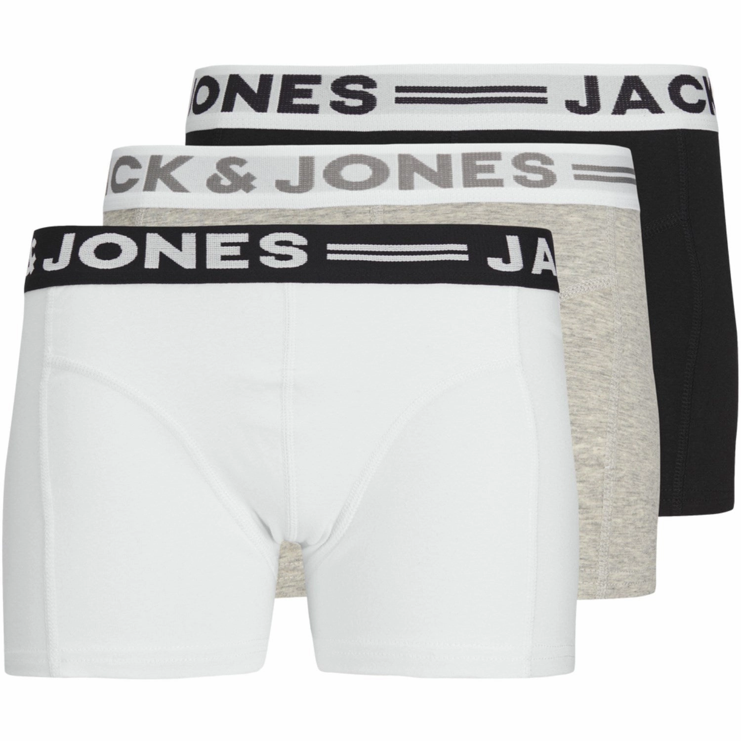 Exclusive Jack & Jones Junior Light Grey Melange Sense Trunks 3-Pack Noos Luxurious