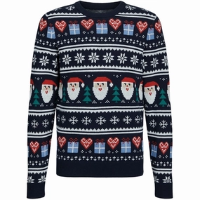 Jack & Jones Junior Total Eclipse Santa Claus Festive Xmas Knit Blouse Magnetic Visionary