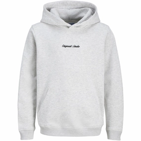Jack & Jones Junior White Melange Jornorrebro Emb Sweat Hood Noos Jnr Worldwide Exceptional