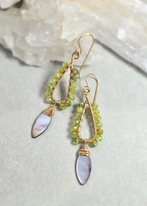 James   Jezebelle | Peridot   Mother of Pearl Wrapped Hoops