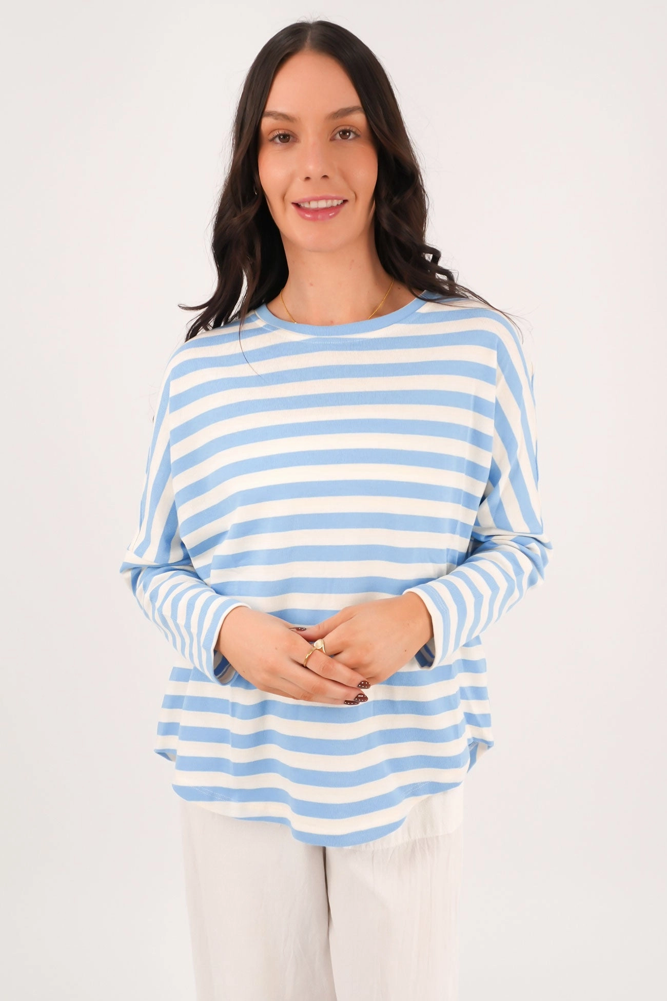 Jaylen Long Sleeve Tee Blue Stripe sale book emtb sale