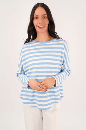 Jaylen Long Sleeve Tee Blue Stripe sale game game washing machines sale home