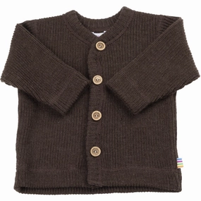 Joha Wool Dark Brown Cardigan Linen Fabric