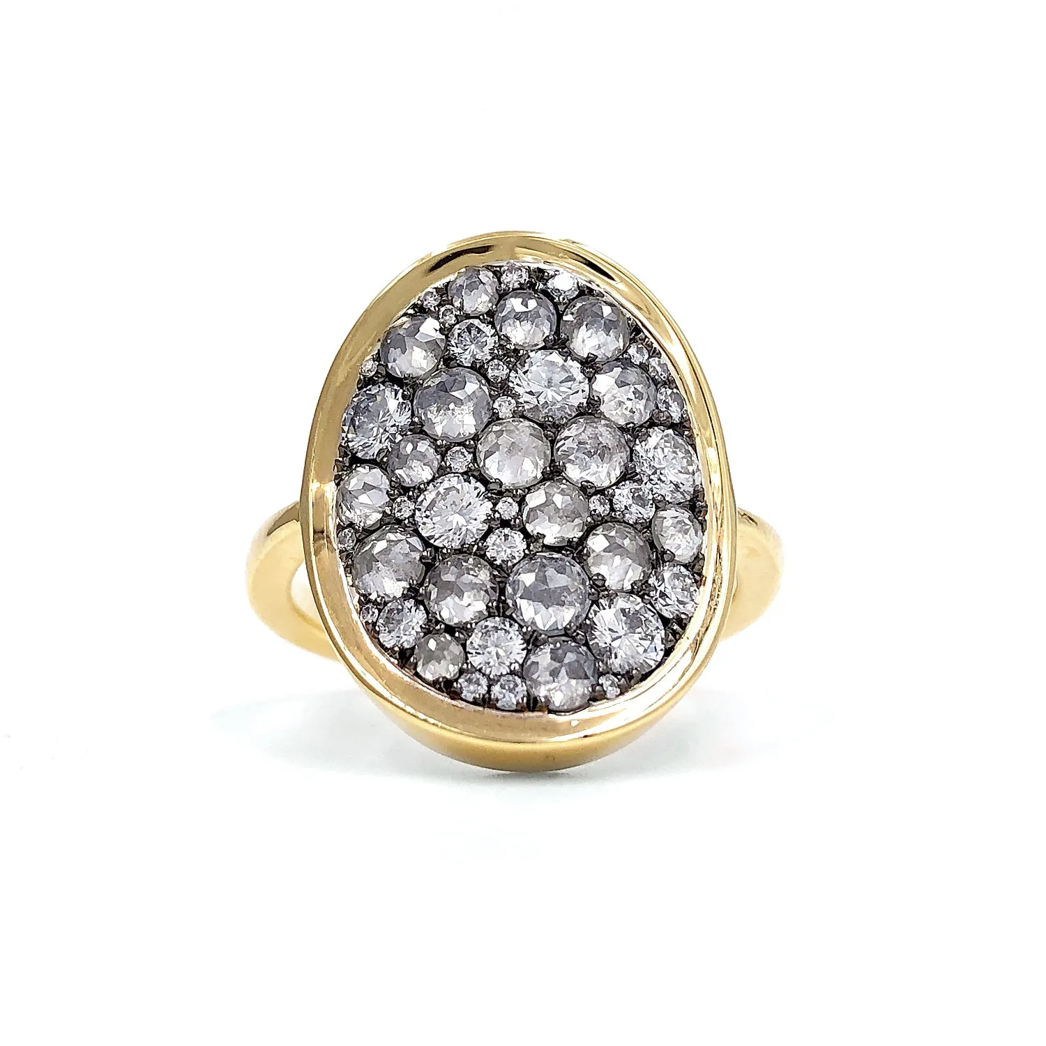 Joke Quick Brilliant-Cut and Tambuli Rose-Cut White Diamond Gold Starstruck Ring