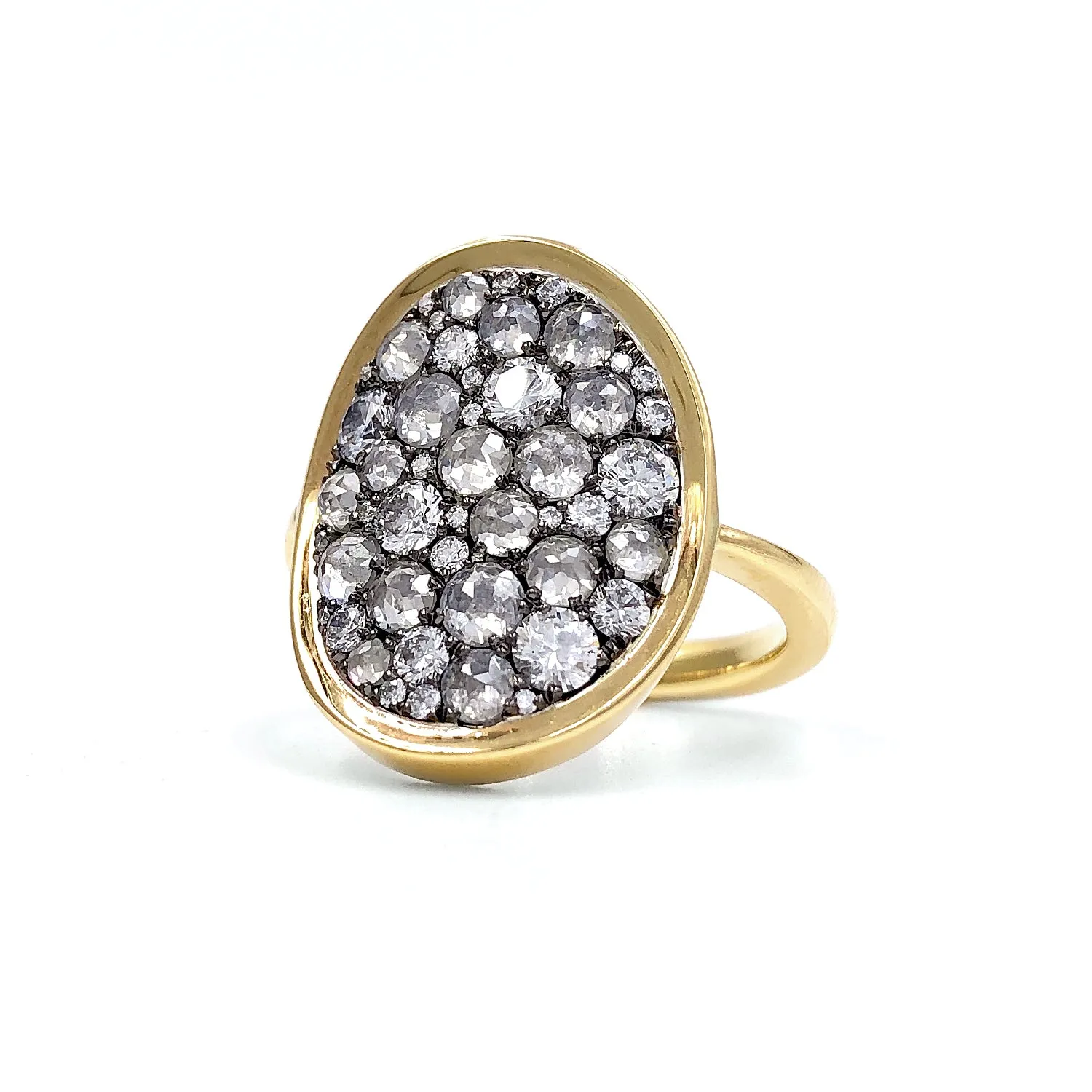 Joke Quick Brilliant-Cut and Tambuli Rose-Cut White Diamond Gold Starstruck Ring