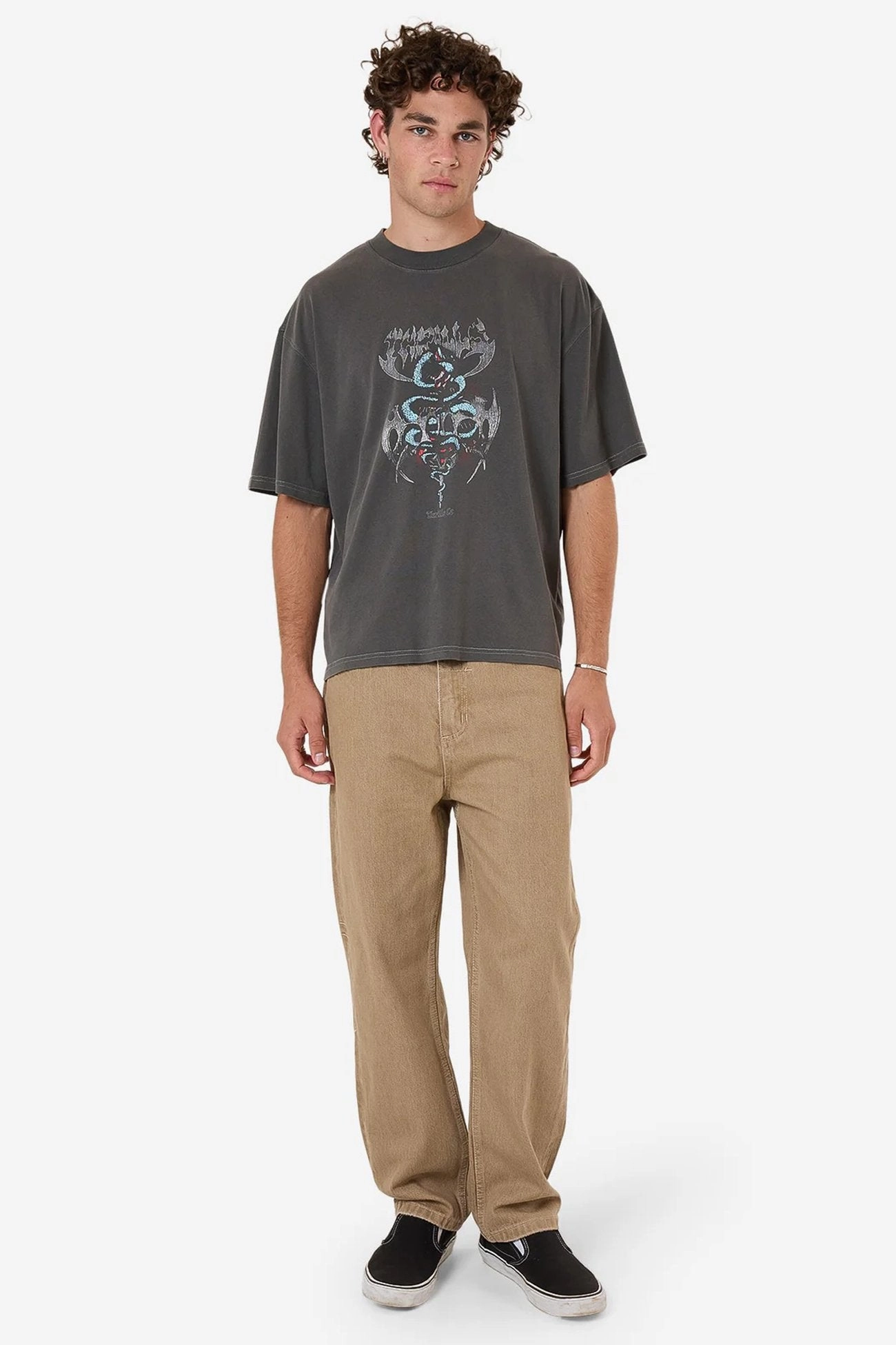 joules sale Bitter End Box Fit Oversize Short Tee Merch Black
