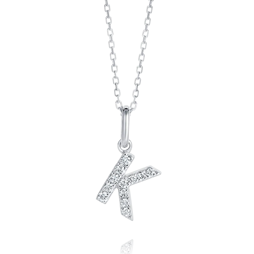K Letter Pendant White Gold