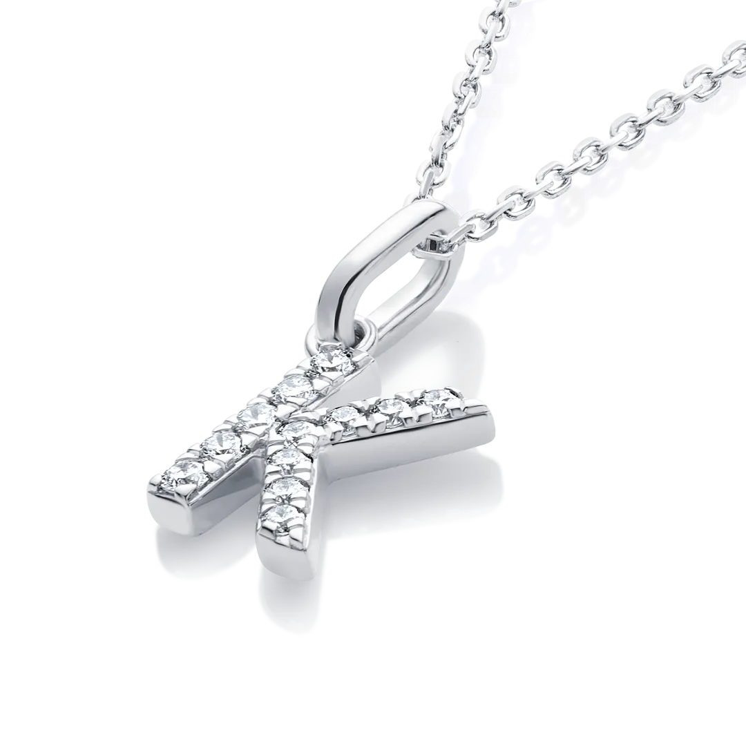 K Letter Pendant White Gold