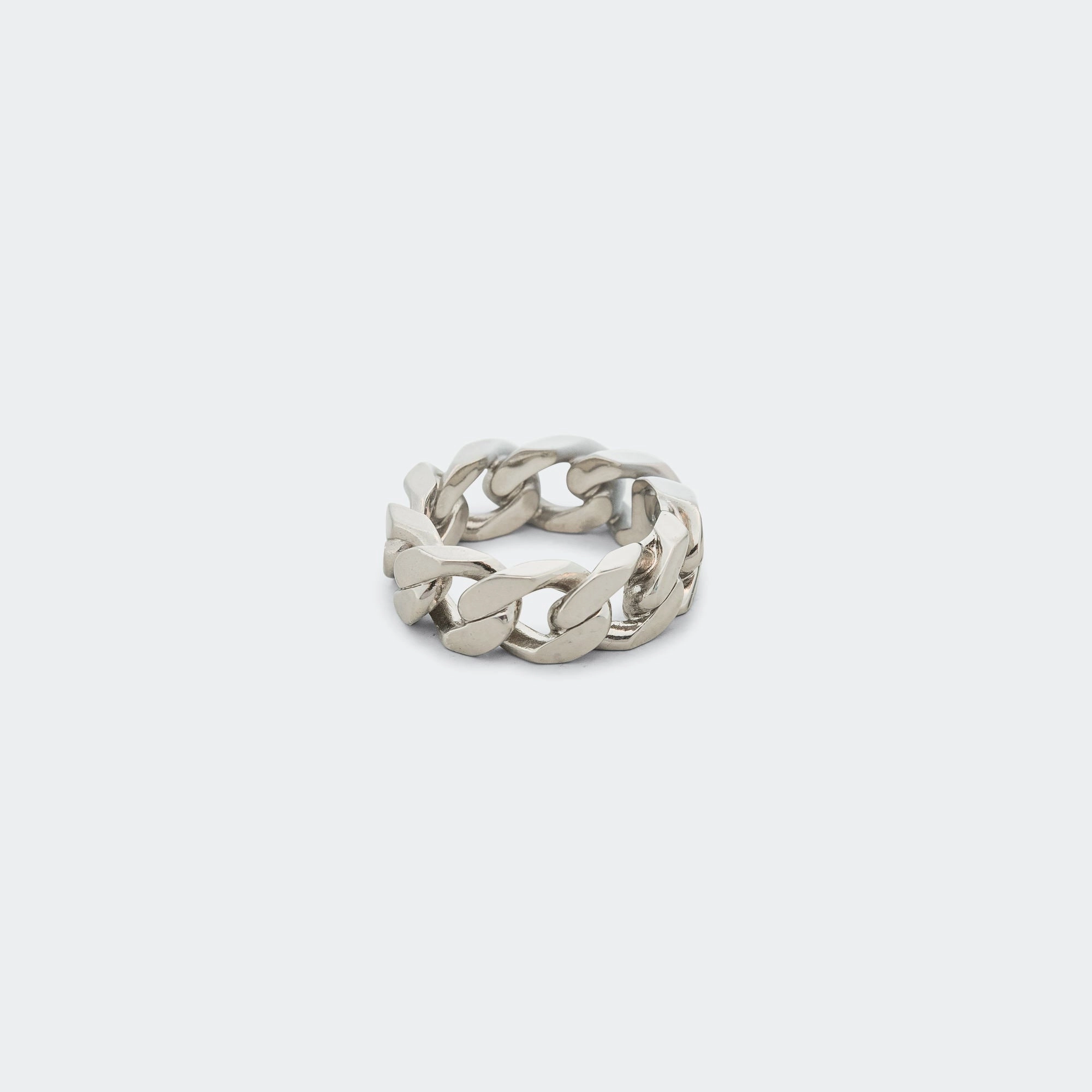 new arrivals beyaz elbise Minimal Logo Curb Ring - Silver Toned Brass www glitzindia in new arrivals online shopping