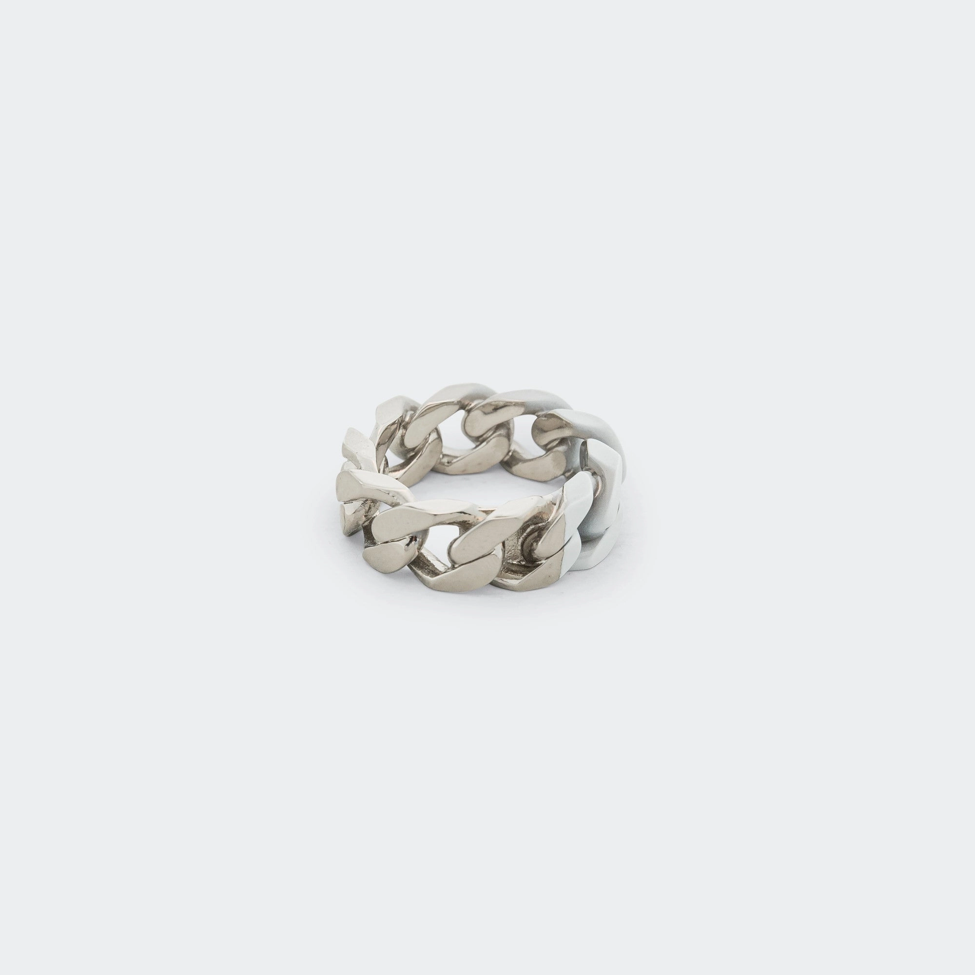 kantagiri new arrivals Minimal Logo Curb Ring - Silver Toned Brass