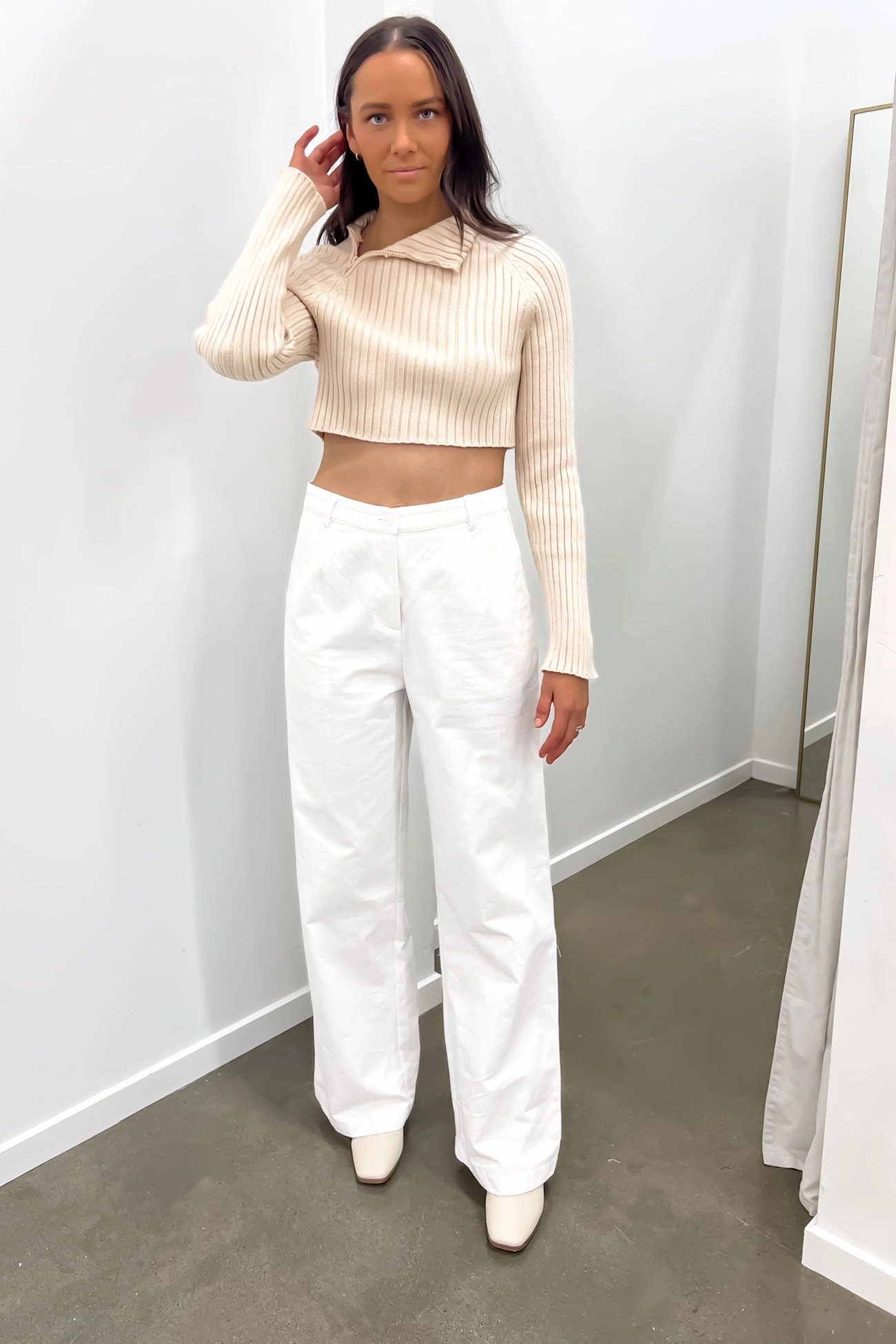 khaadi sale Kaela Crop Knit Jumper Beige