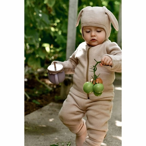 Knit Mikk-Line Cotton Fleece Jacket Warm Taupe