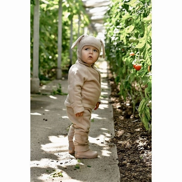 Knit Mikk-Line Cotton Fleece Jacket Warm Taupe