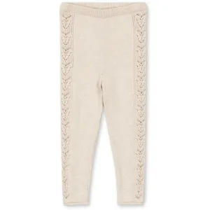 Konges Sljd Off White Melange Cabby Knit Pants Linen Polished