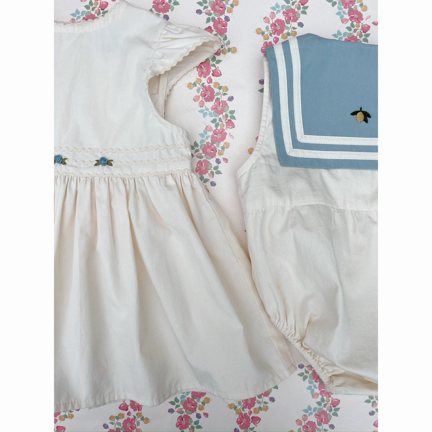 Konges Sljd Ashley Blue Celebration Sailor Romper GOTS Fleece