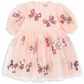 Konges Sljd Bella Bow Yvonne Sleeve Dress Velvet Pattern