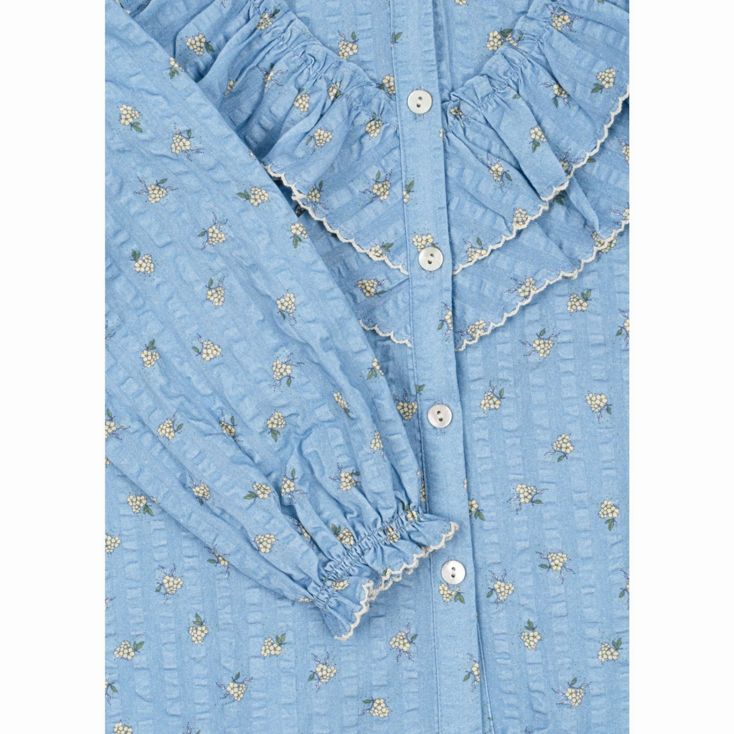 Konges Sljd Carlie Blue Kim Frill Blouse Gots Polished
