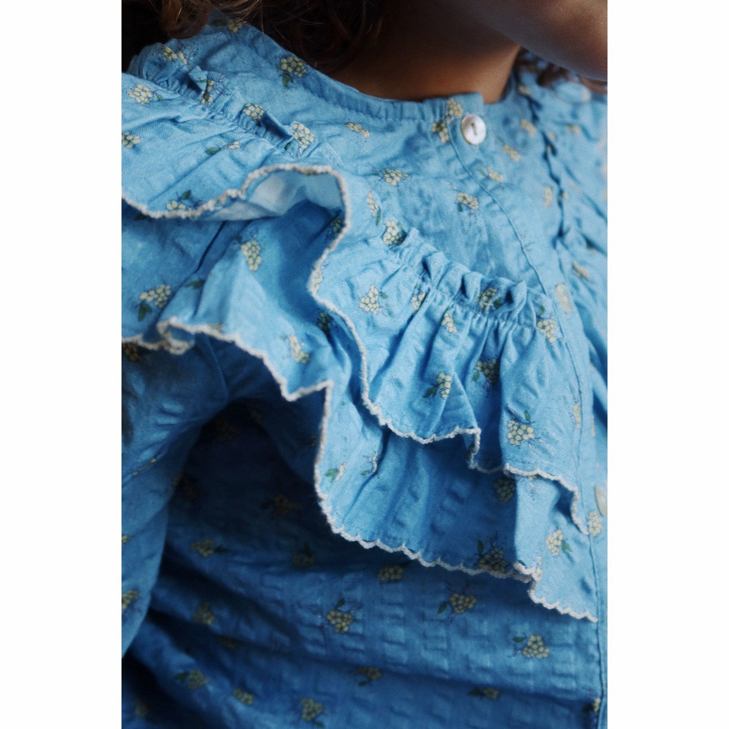 Konges Sljd Carlie Blue Kim Frill Blouse Gots Polished