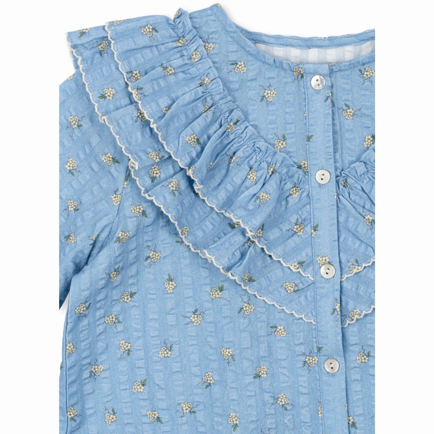 Konges Sljd Carlie Blue Kim Frill Blouse Gots Polished