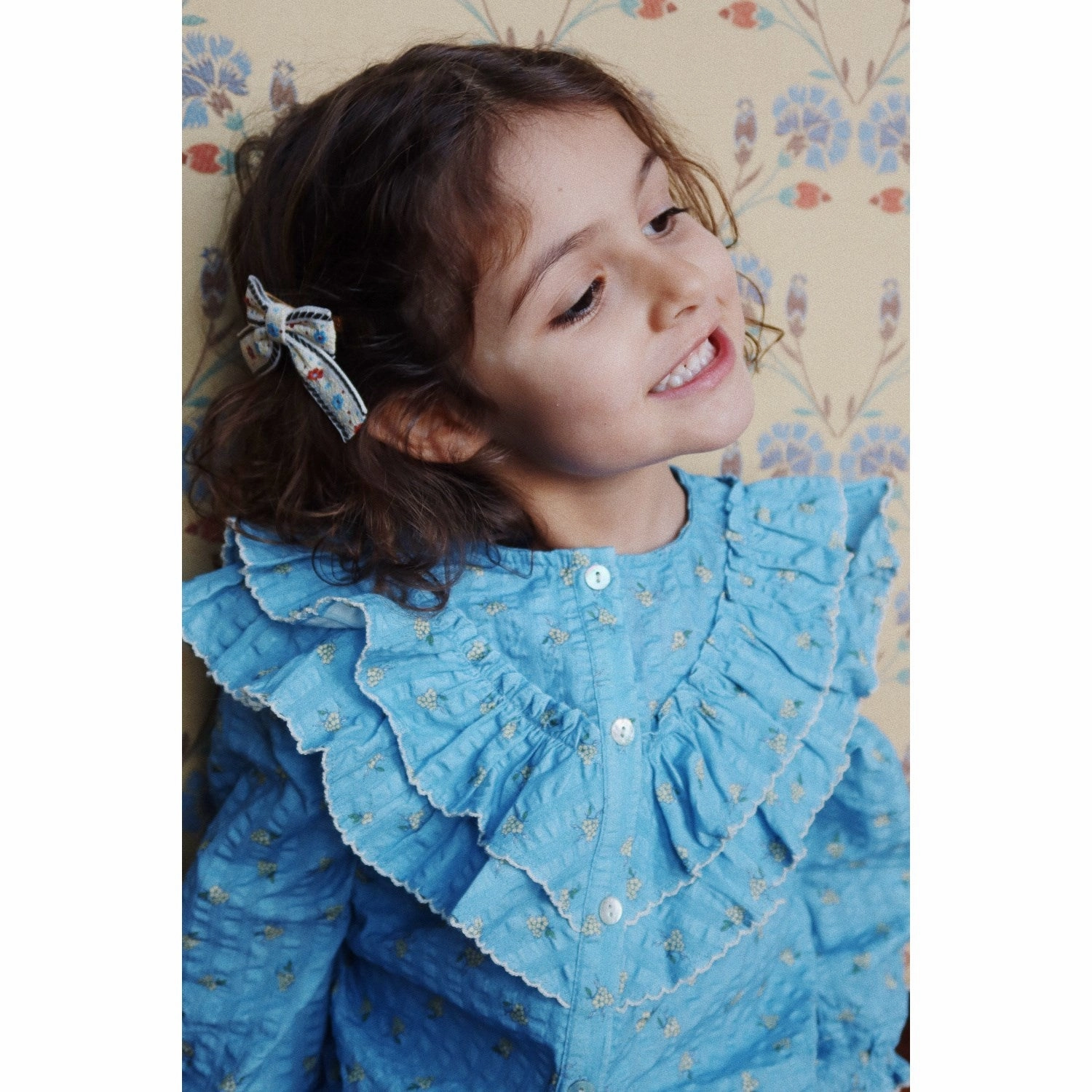 Konges Sljd Carlie Blue Kim Frill Blouse Gots Polished