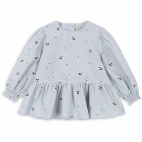 Konges Sljd Cherry Blue Coeur Evia Blouse Gots Ethereal Fleece