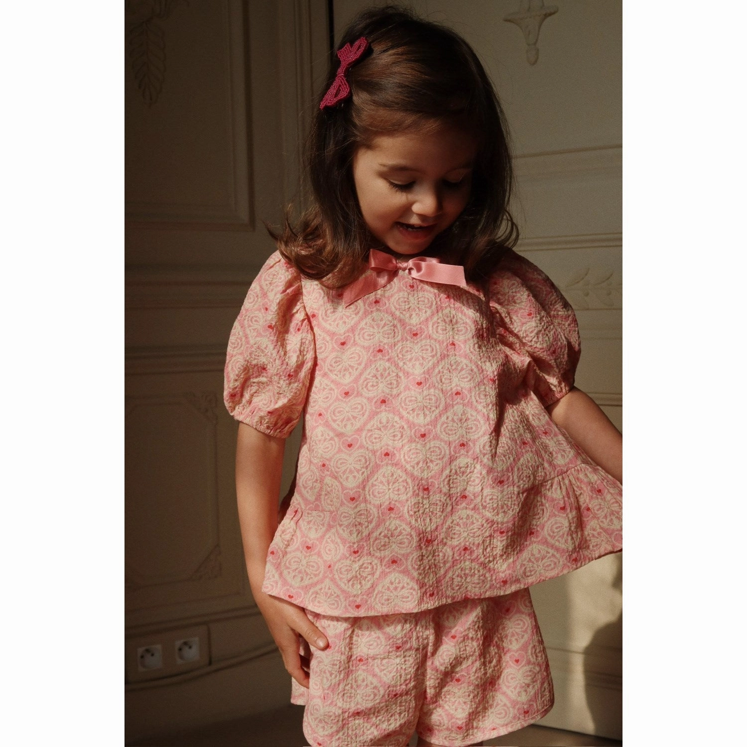 Konges Sljd Lacy Pink Ava Ss Blouse Gots Hem