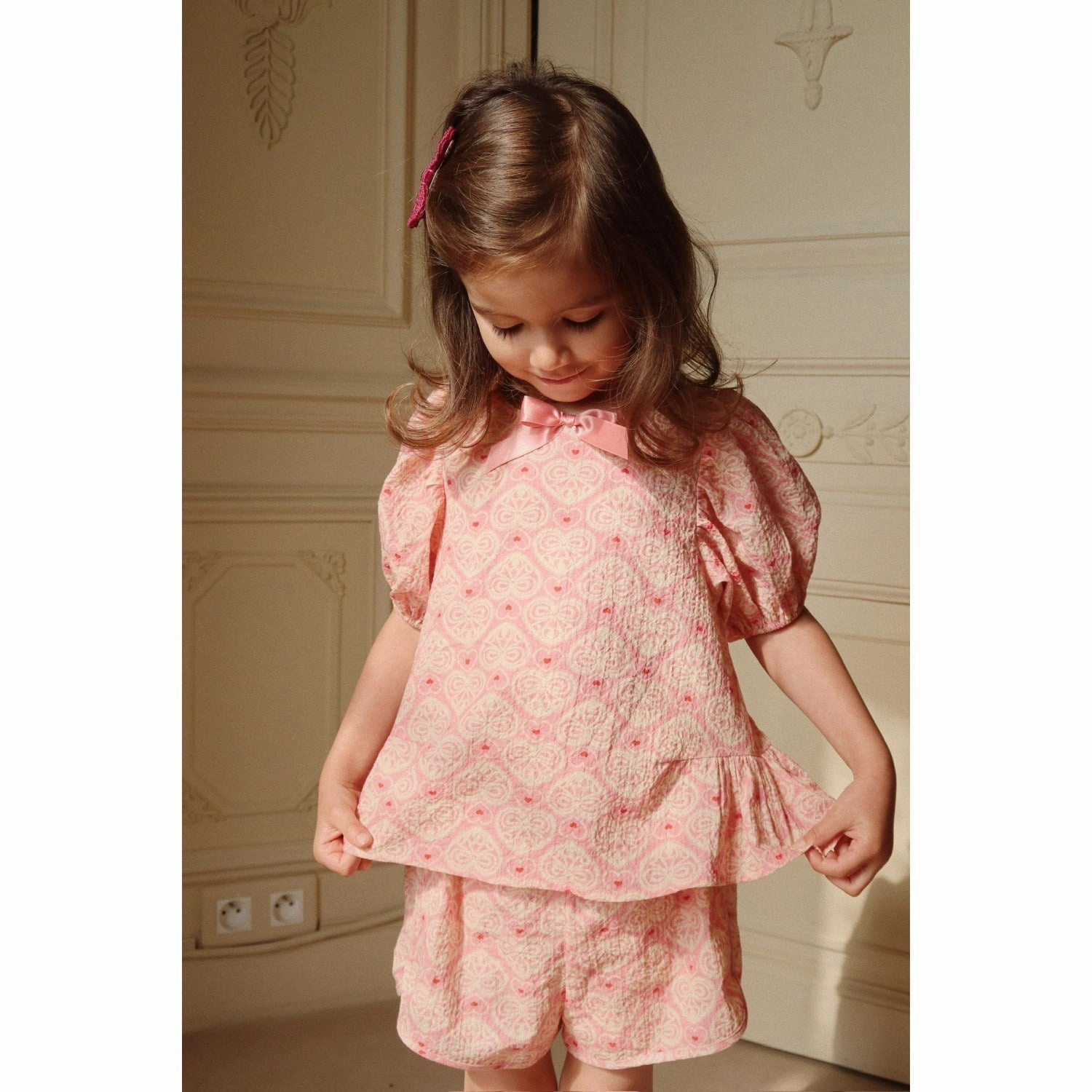 Konges Sljd Lacy Pink Ava Ss Blouse Gots Hem