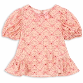 Konges Sljd Lacy Pink Ava Ss Blouse Gots Hem Exclusive