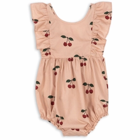 Konges Sljd Ma Grande Cerise Blush Verbena Romper Gots Bow Patch
