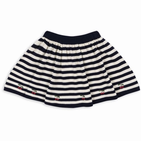 Konges Sljd Navy Stripe Venton Knit Skirt Gots Seam Casual