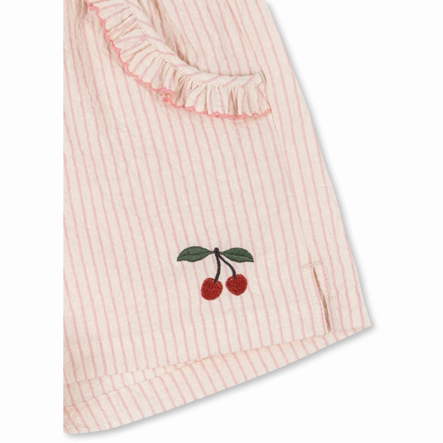 Konges Sljd Peony Stripe Ellie Frill Shorts Gots Artisanal