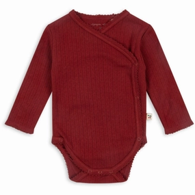 Konges Sljd Red Dahlia Minnie Newborn Bodysuit Ls Gots Seam Oversized