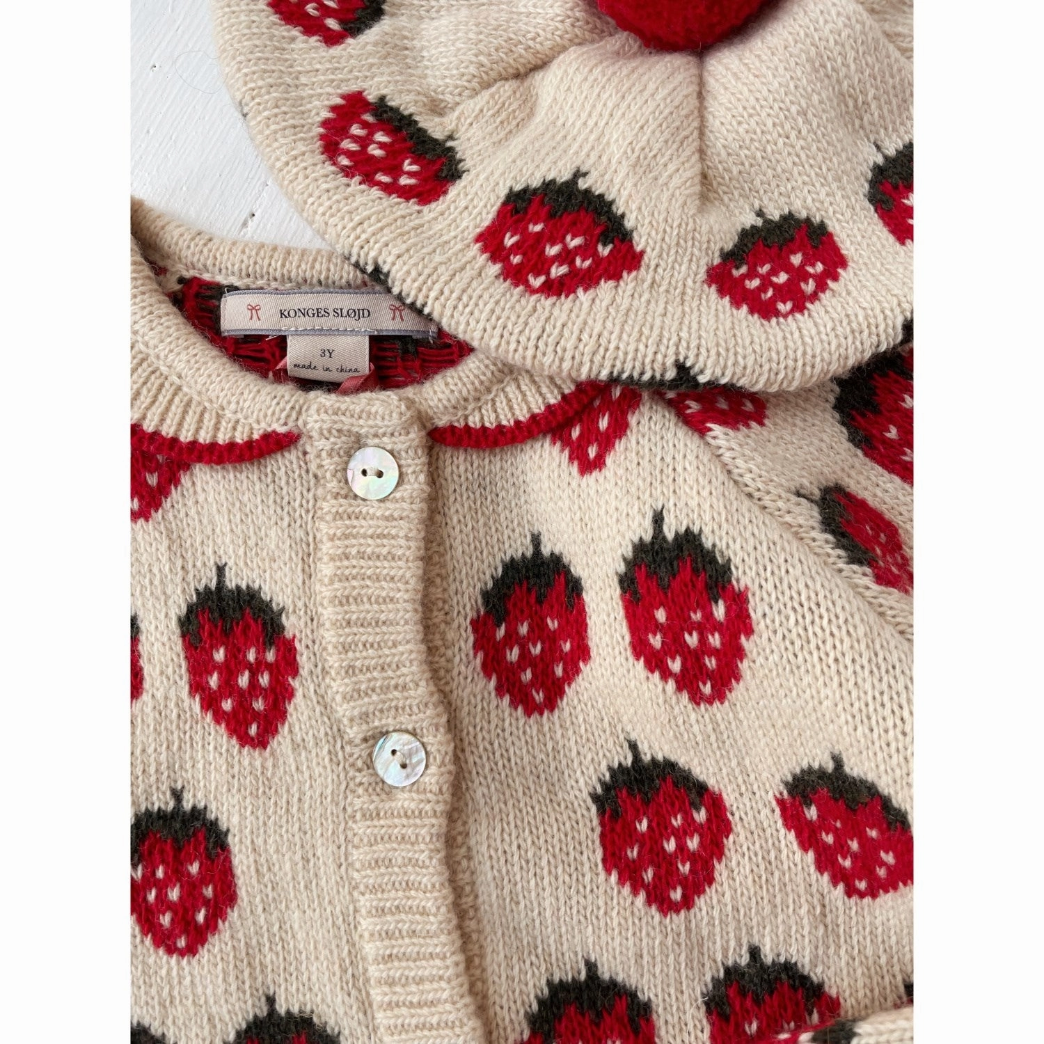 Konges Sljd Strawberry Belou Knit Collar Cardigan Durable